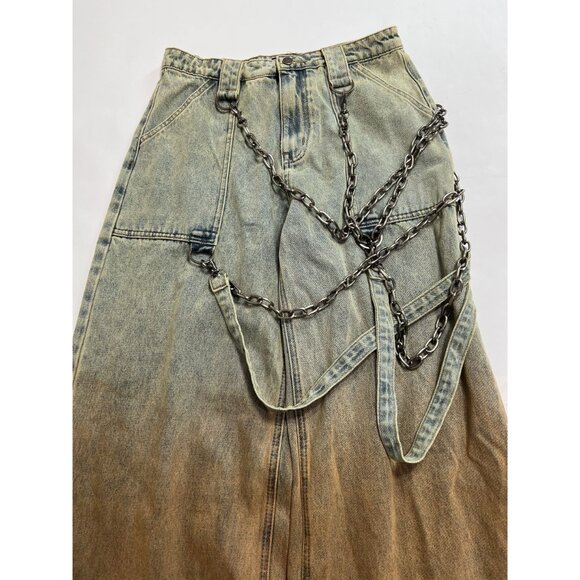 Current Mood Dolls Kills Angry Texts Denim Jeans in Blue Orange - Picture 4 of 7